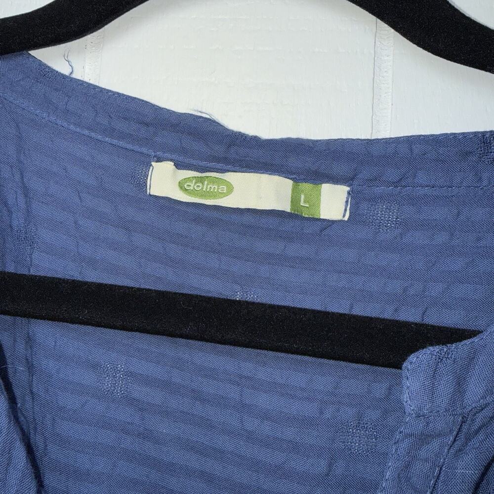 Dolma Women’s Blue Striped Seersucker Top Size L - Picture 4 of 5